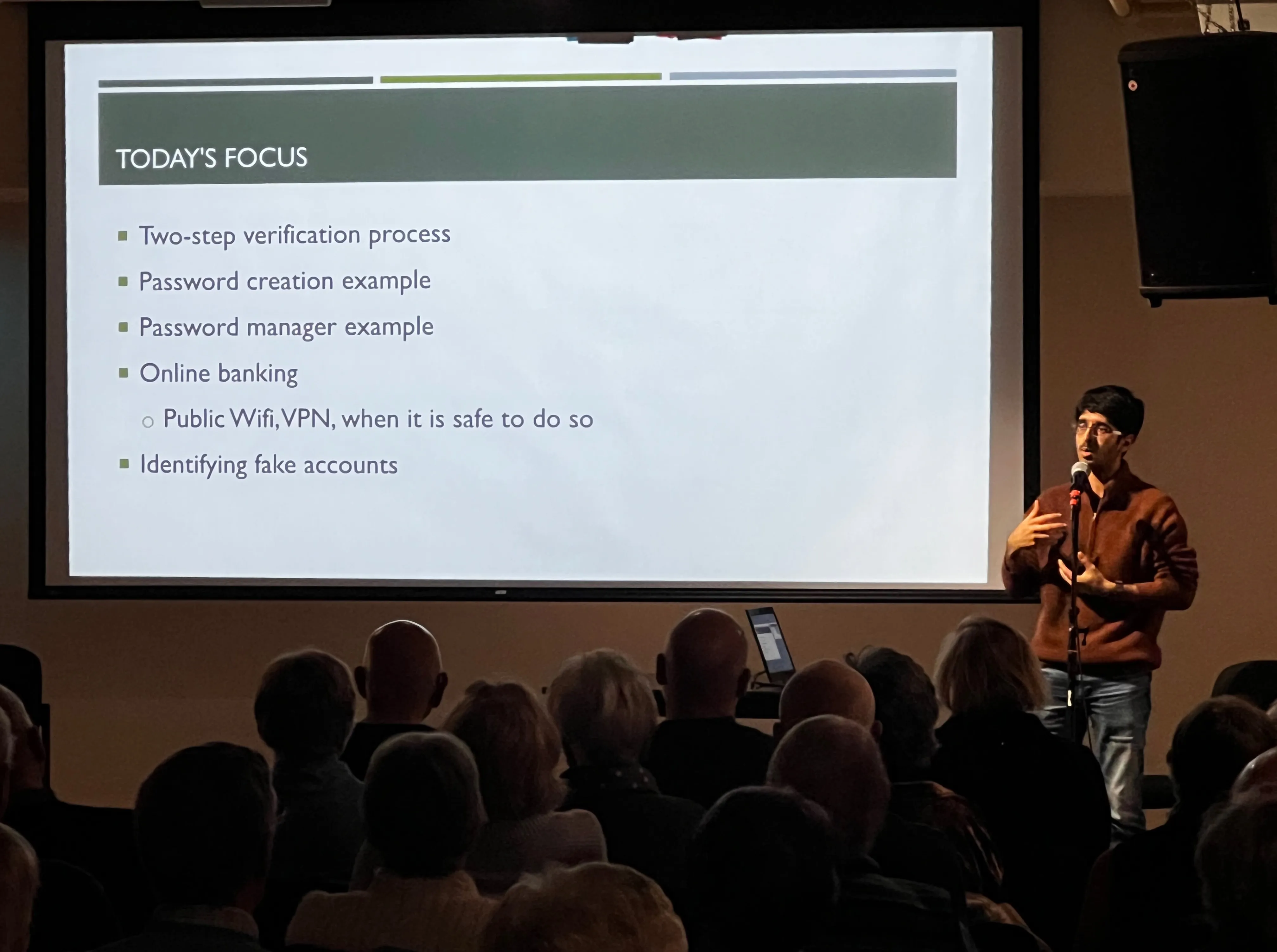 Me presenting a security awareness talk at the vba